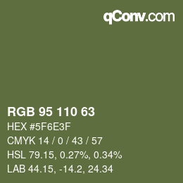 カラーコード: RGB 95 110 63 | qconv.com