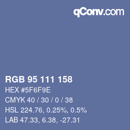 Color code: RGB 95 111 158 | qconv.com