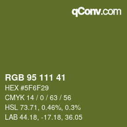 Color code: RGB 95 111 41 | qconv.com