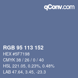 Color code: RGB 95 113 152 | qconv.com