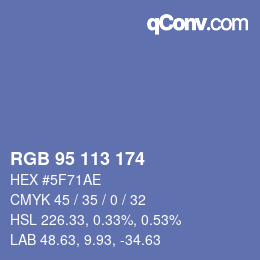 Color code: RGB 95 113 174 | qconv.com