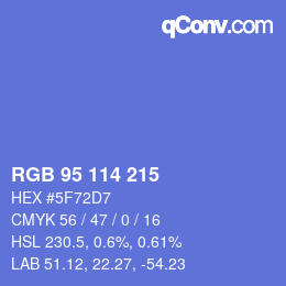 Color code: RGB 95 114 215 | qconv.com