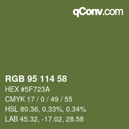 Code couleur: RGB 95 114 58 | qconv.com