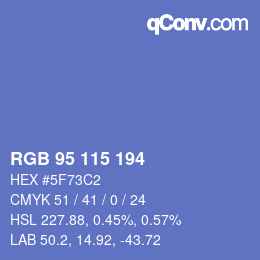 Color code: RGB 95 115 194 | qconv.com