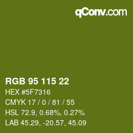 Color code: RGB 95 115 22 | qconv.com