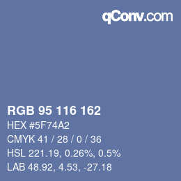 Color code: RGB 95 116 162 | qconv.com