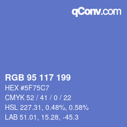 Color code: RGB 95 117 199 | qconv.com