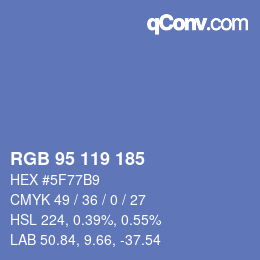 Color code: RGB 95 119 185 | qconv.com