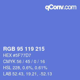 カラーコード: RGB 95 119 215 | qconv.com