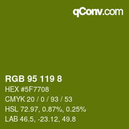 カラーコード: RGB 95 119 8 | qconv.com