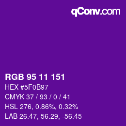 Color code: RGB 95 11 151 | qconv.com