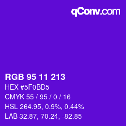 Color code: RGB 95 11 213 | qconv.com