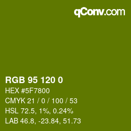 Color code: RGB 95 120 0 | qconv.com