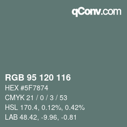 Código de color: RGB 95 120 116 | qconv.com