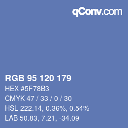 Color code: RGB 95 120 179 | qconv.com