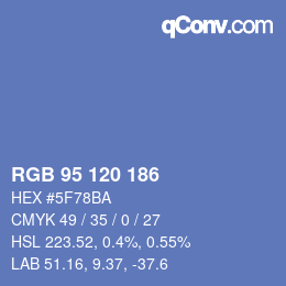 Color code: RGB 95 120 186 | qconv.com