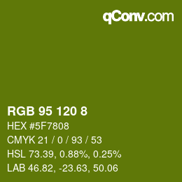 颜色代码: RGB 95 120 8 | qconv.com