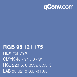 颜色代码: RGB 95 121 175 | qconv.com
