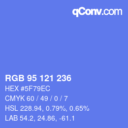 Color code: RGB 95 121 236 | qconv.com