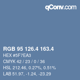 カラーコード: RGB 95 126.4 163.4 | qconv.com