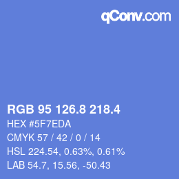 カラーコード: RGB 95 126.8 218.4 | qconv.com