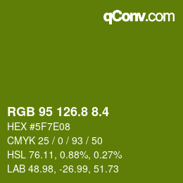 カラーコード: RGB 95 126.8 8.4 | qconv.com