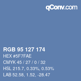 Color code: RGB 95 127 174 | qconv.com