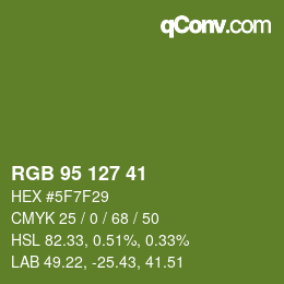 Color code: RGB 95 127 41 | qconv.com