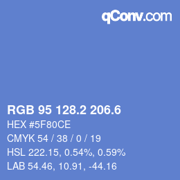 カラーコード: RGB 95 128.2 206.6 | qconv.com