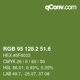 カラーコード: RGB 95 128.2 51.6 | qconv.com