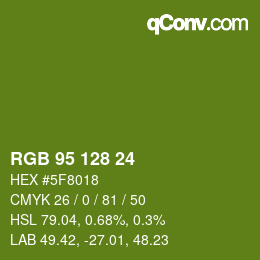 カラーコード: RGB 95 128 24 | qconv.com