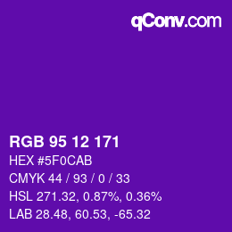 Color code: RGB 95 12 171 | qconv.com