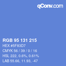 Color code: RGB 95 131 215 | qconv.com