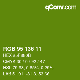 Color code: RGB 95 136 11 | qconv.com