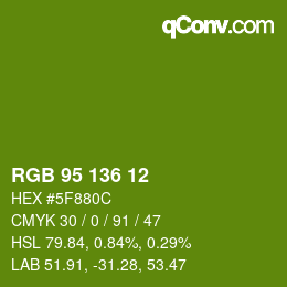 Color code: RGB 95 136 12 | qconv.com