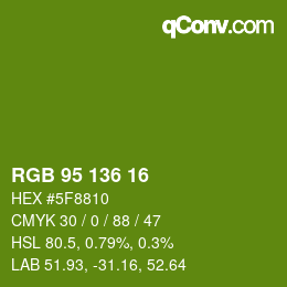 Color code: RGB 95 136 16 | qconv.com