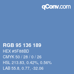 Color code: RGB 95 136 189 | qconv.com