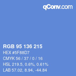 Color code: RGB 95 136 215 | qconv.com