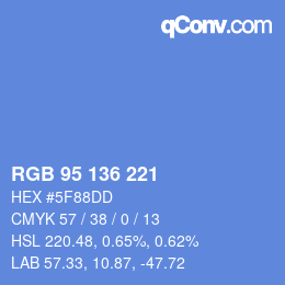 Color code: RGB 95 136 221 | qconv.com