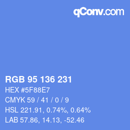 Code couleur: RGB 95 136 231 | qconv.com