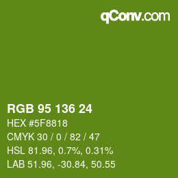Color code: RGB 95 136 24 | qconv.com