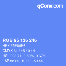 Color code: RGB 95 136 246 | qconv.com