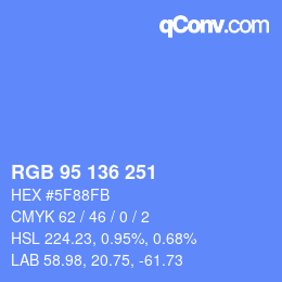 Farbcode: RGB 95 136 251 | qconv.com