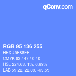 Color code: RGB 95 136 255 | qconv.com