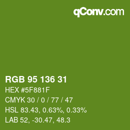 Color code: RGB 95 136 31 | qconv.com