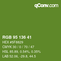 Color code: RGB 95 136 41 | qconv.com