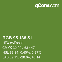 Color code: RGB 95 136 51 | qconv.com