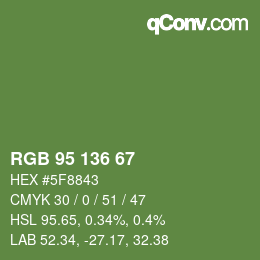 Color code: RGB 95 136 67 | qconv.com