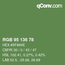 Color code: RGB 95 136 78 | qconv.com