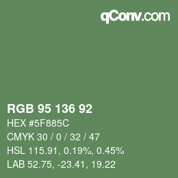 Color code: RGB 95 136 92 | qconv.com